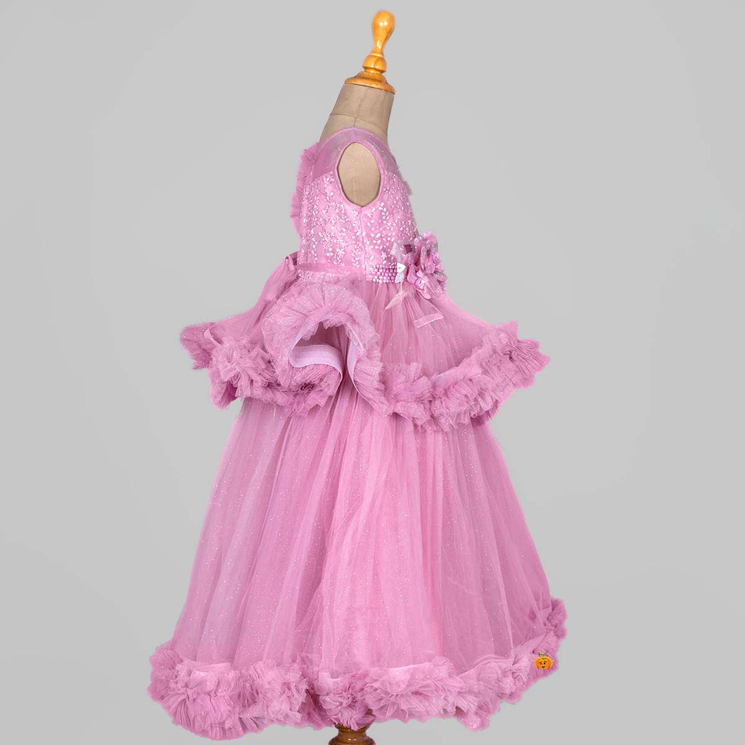 Onion Frill Sparkling Gown for Girls Side View