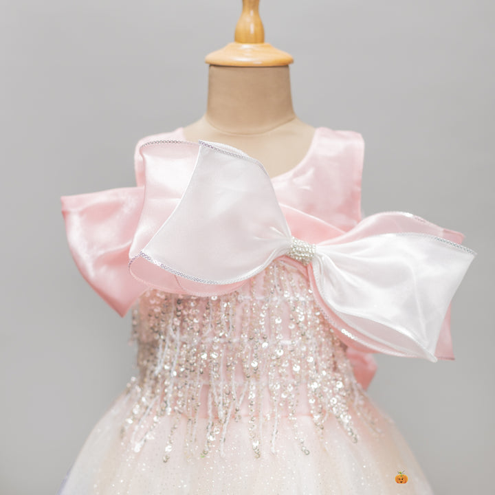 Sequin Bow Long Gown for Girls