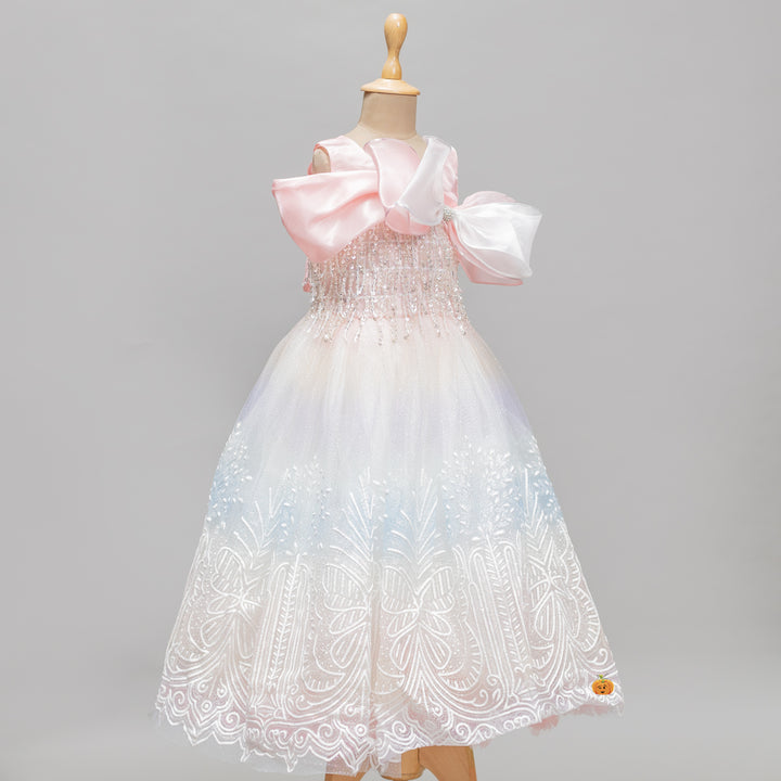 Sequin Bow Long Gown for Girls