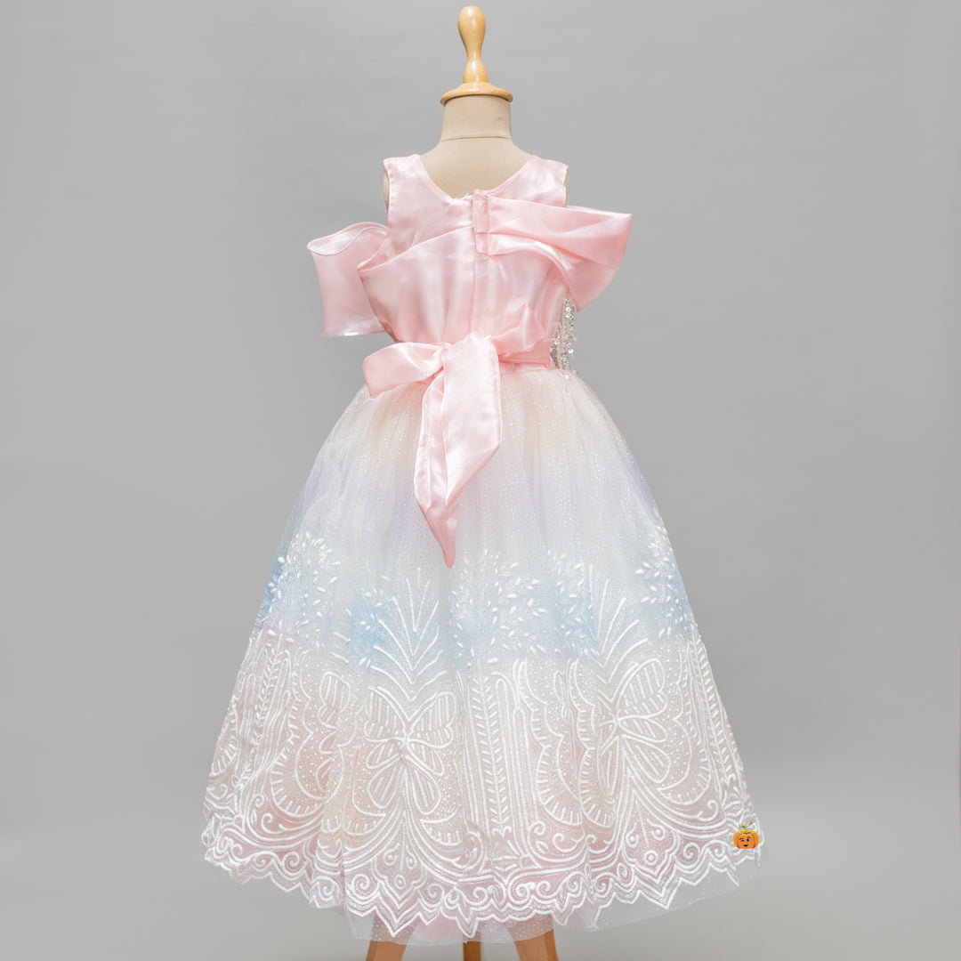 Sequin Bow Long Gown for Girls