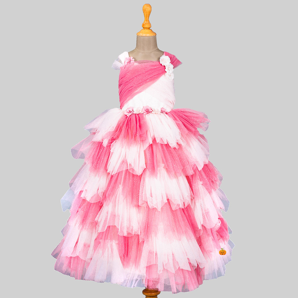 Multi Layered Net Gown for Girls Front 
