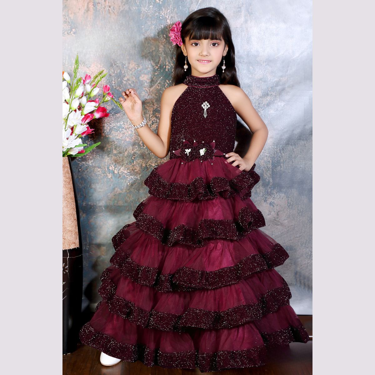 B91xZ Birthday Dresses For Girls Party Princess Bridesmaid Lace Pageant Girl  Dress Wedding Gown Tulle Tutu Girls Dress&Skirt Blue,Size 10-11 Years -  Walmart.com