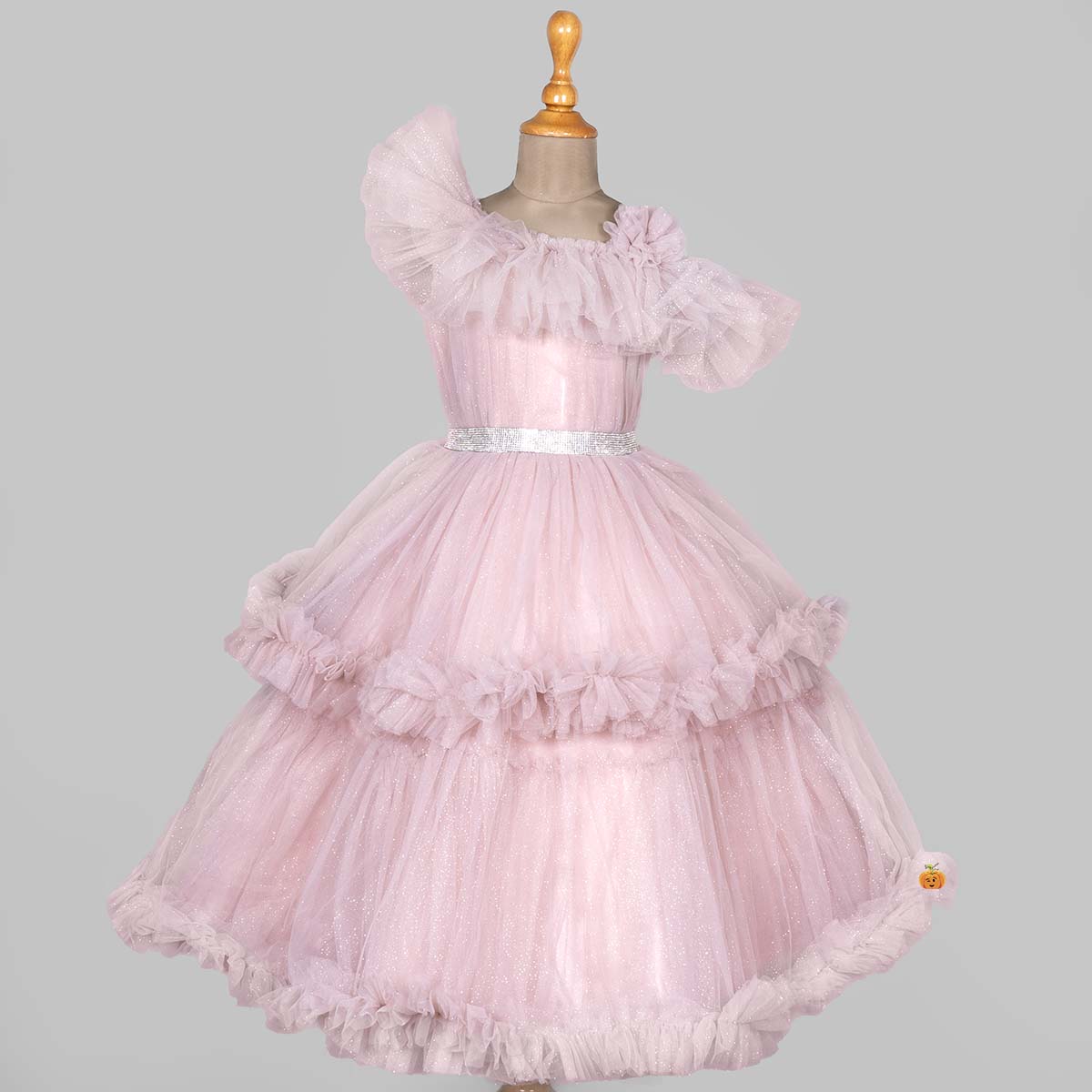 Buy Pink Tulle Layered Frill Gown For Girls by Pa:Paa Online at Aza  Fashions.