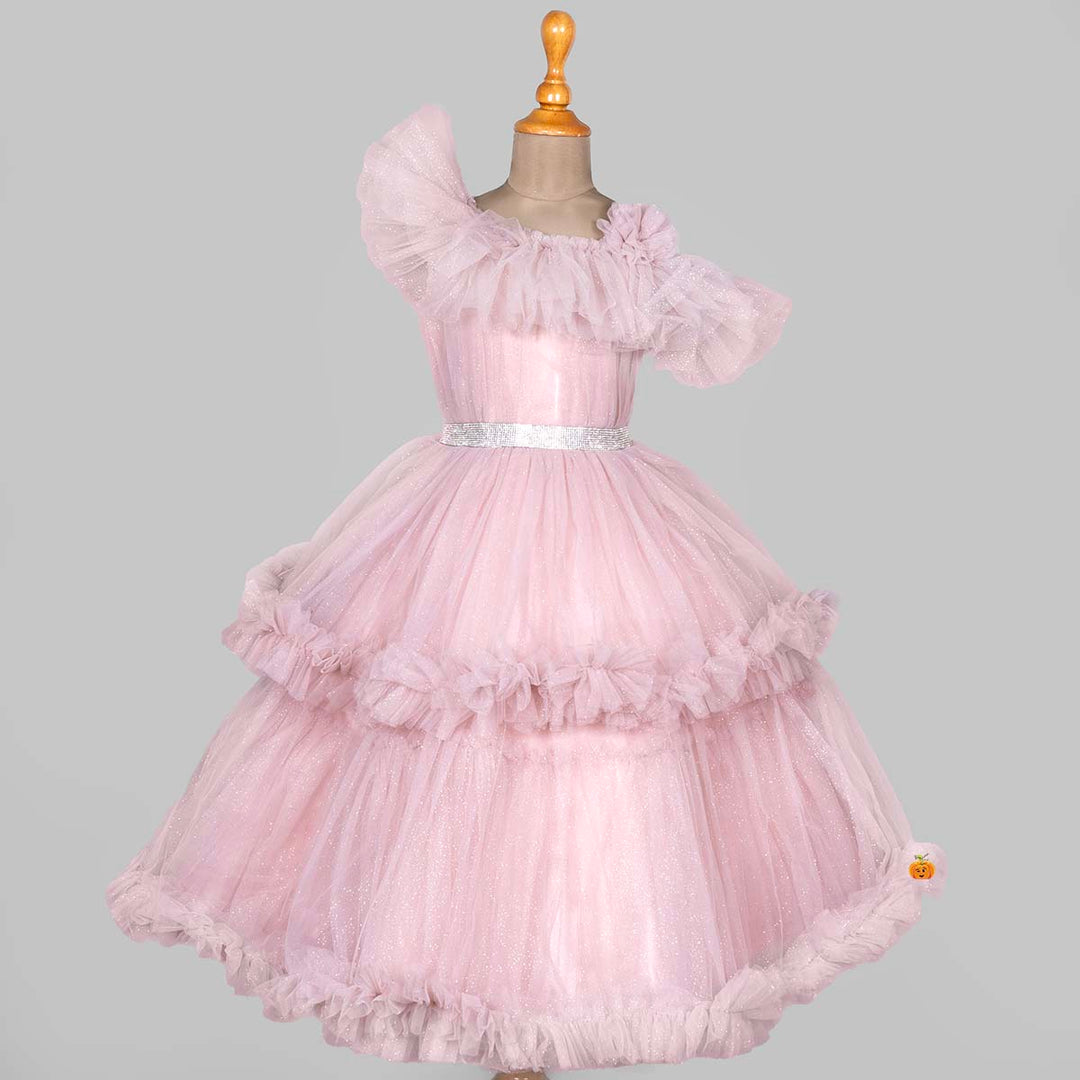 Onion Frill layer Girls Gown Front View