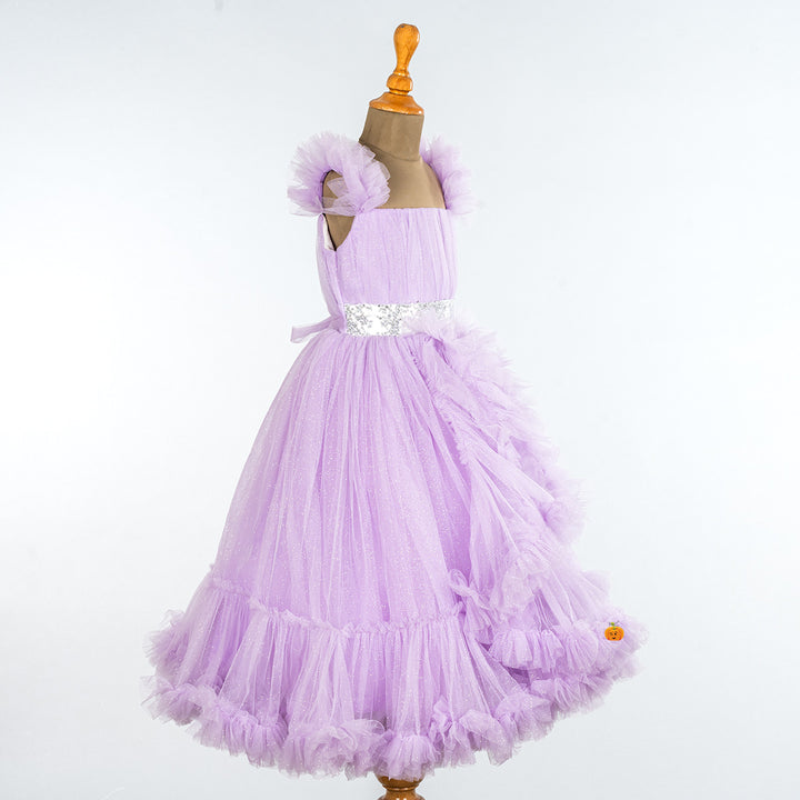 Purple Frilled Gown for Girls Side 