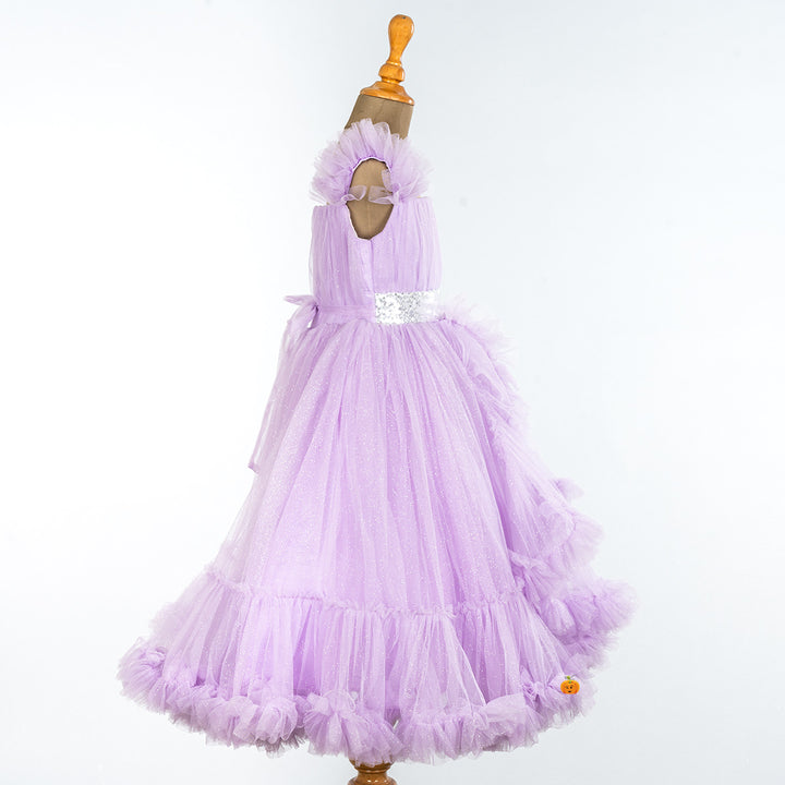 Purple Frilled Gown for Girls Side 