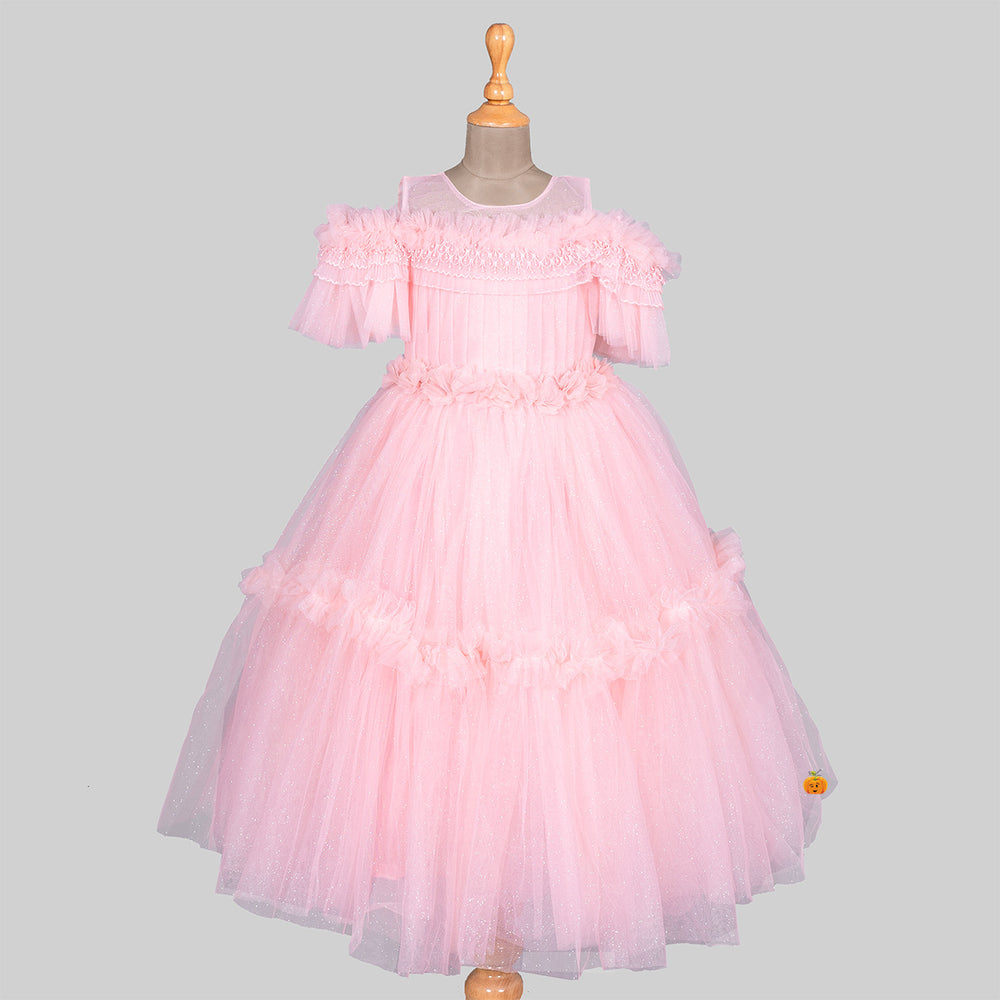 Off Shoulder Long Gown for Girls Front 