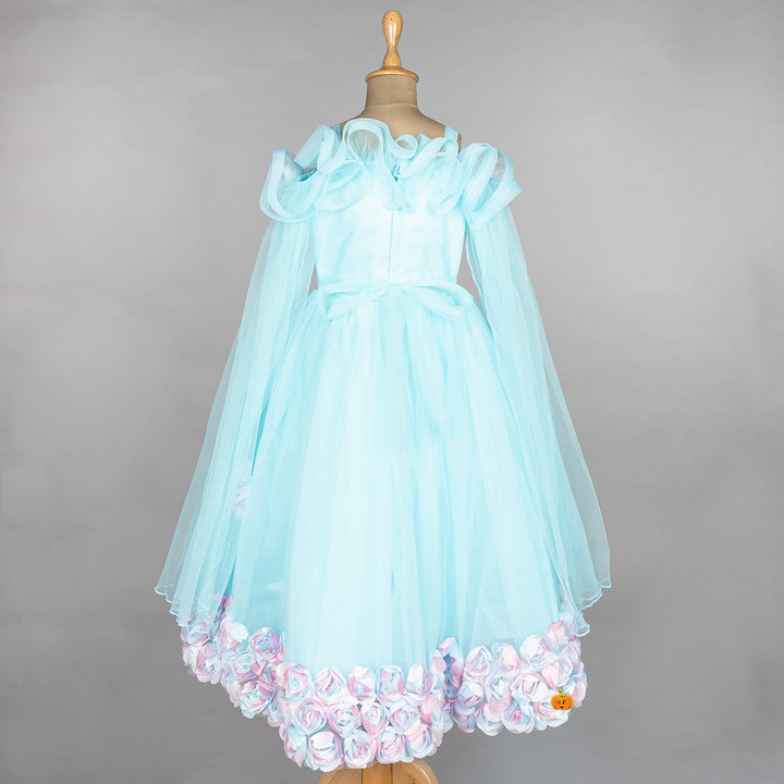 Sequin Floral Long Net Girls Gown