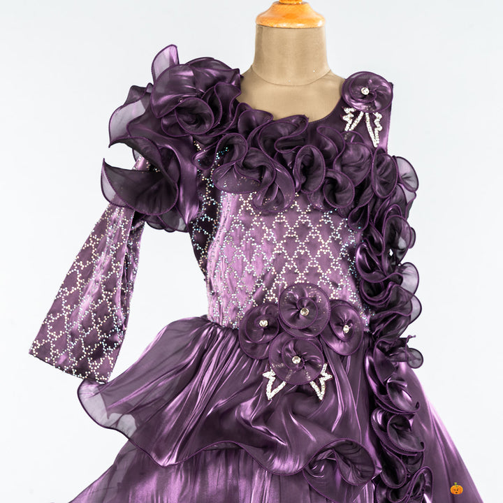 Purple Layered Frill Girlish Gown Close Up 