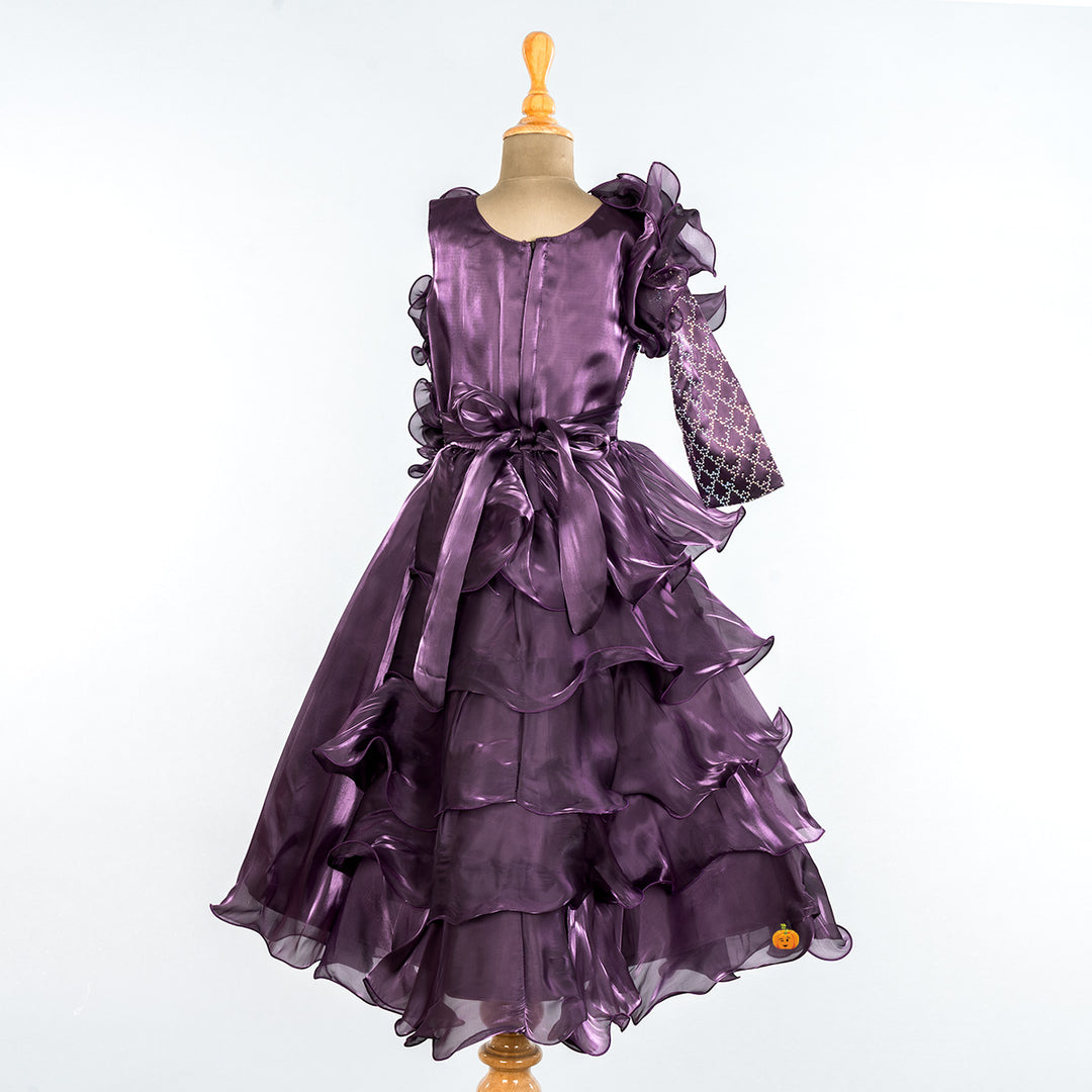 Purple Layered Frill Girlish Gown Back 