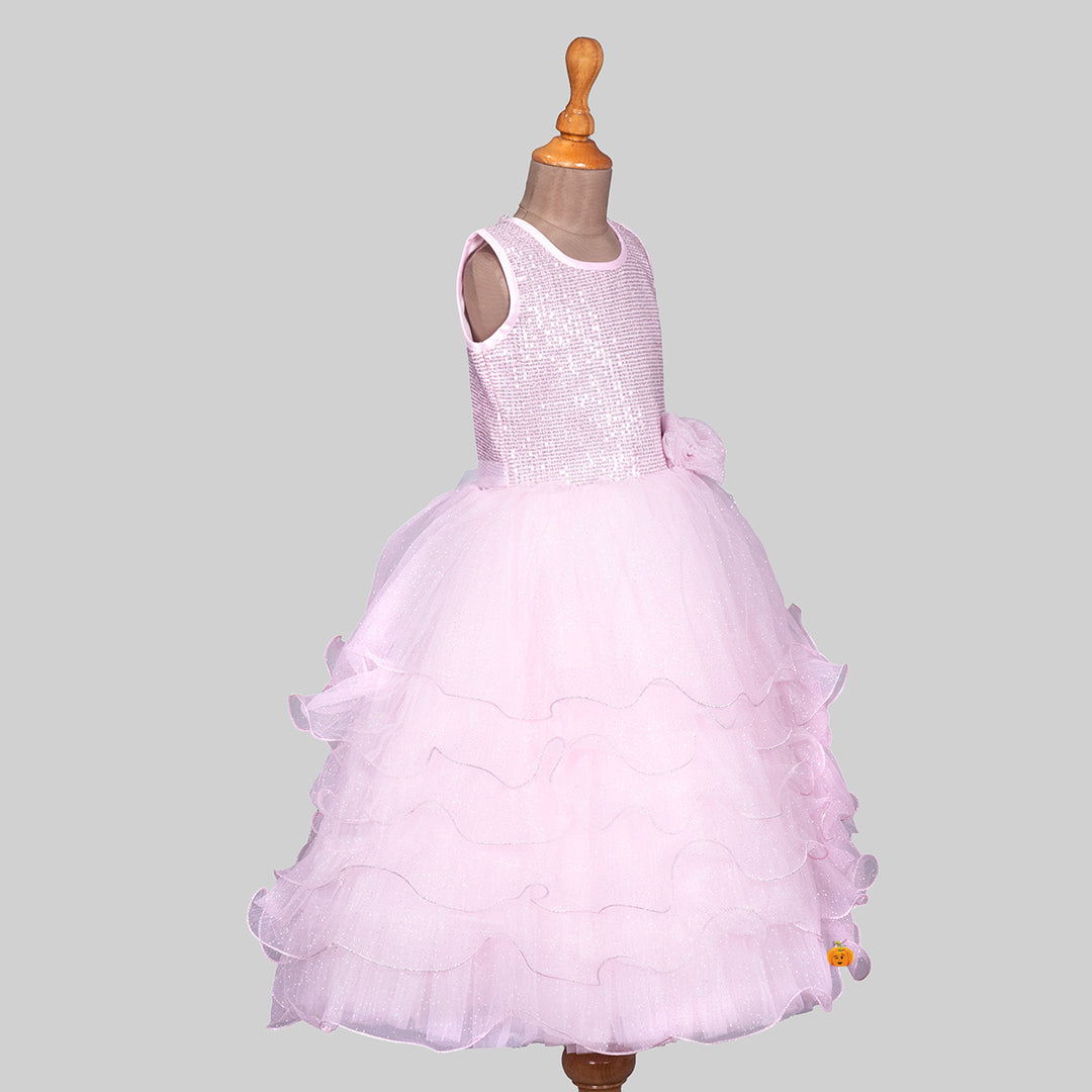 Pink Sequin Gown for Girls Side 