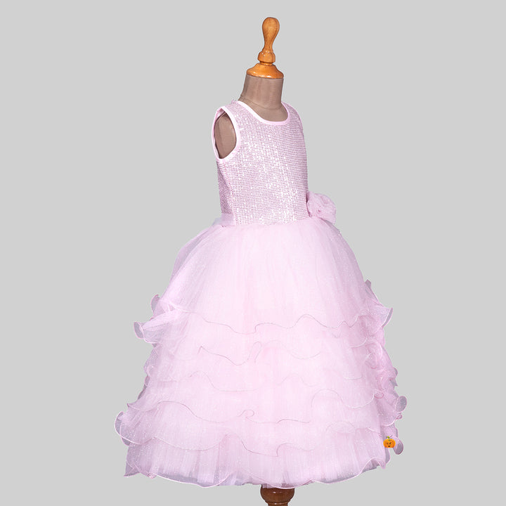 Pink Sequin Gown for Girls Side 