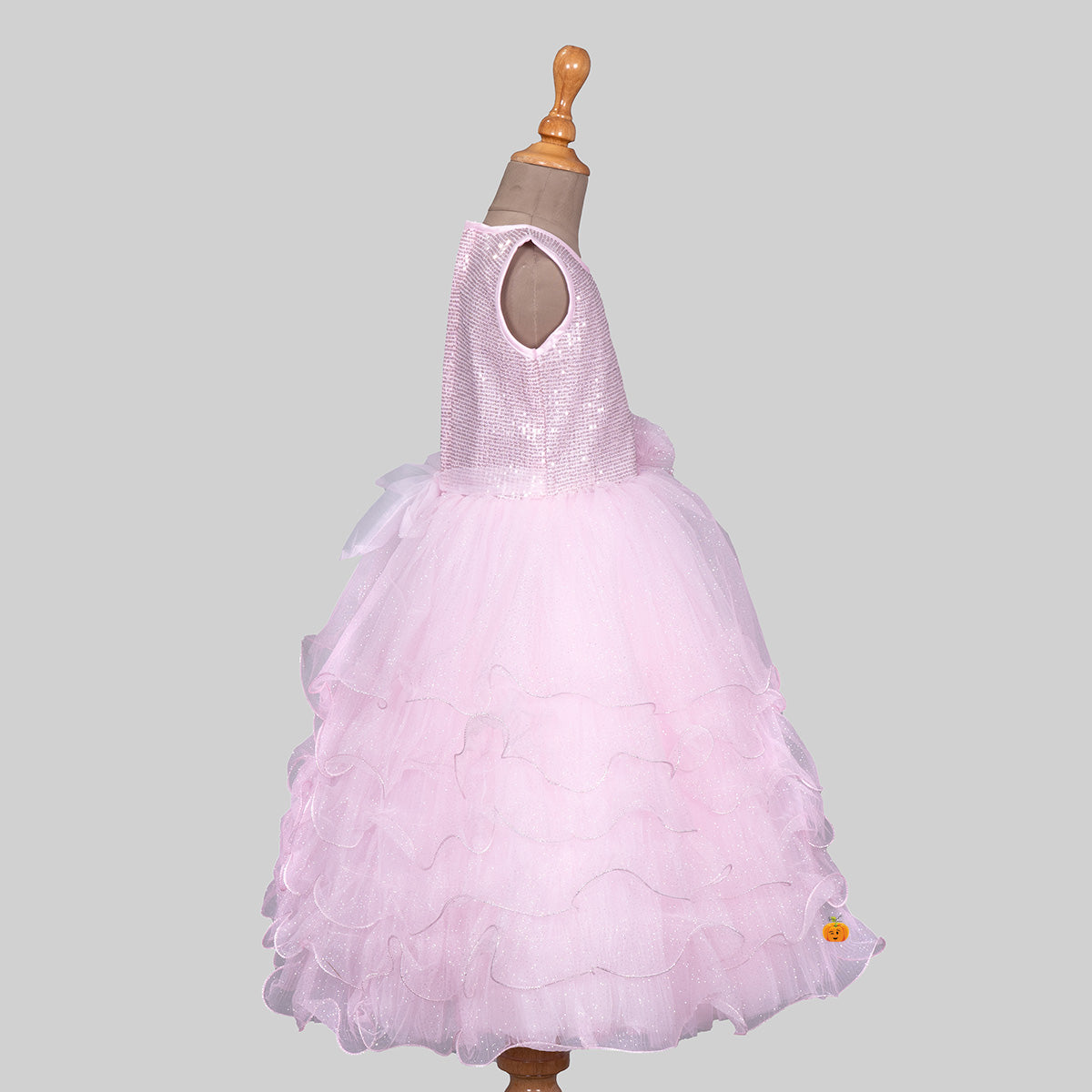 Buy Mauve Pink Sequins Embroidered Net Reception Gown Online | Samyakk