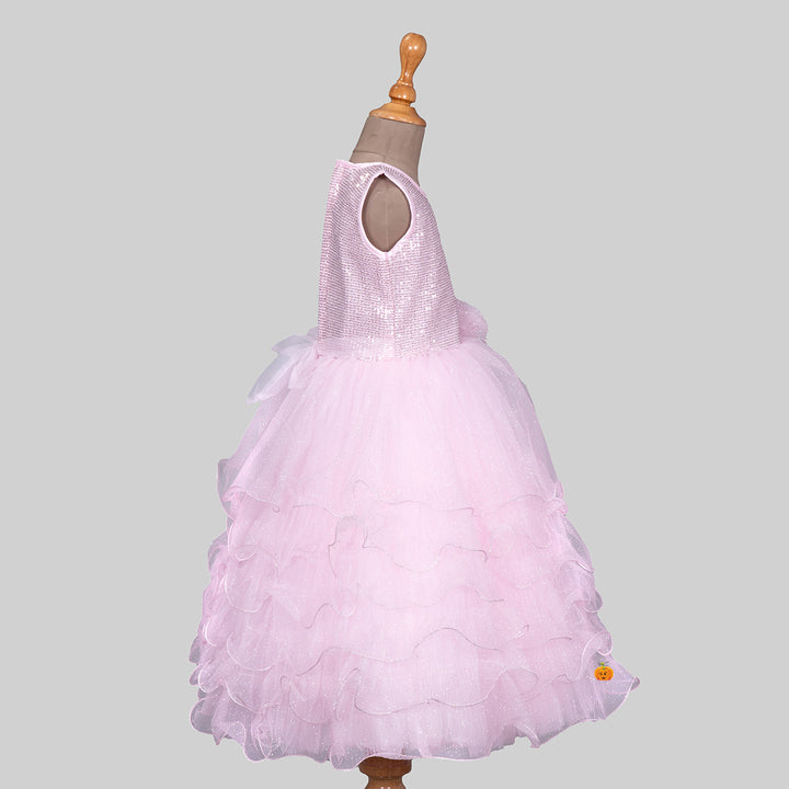 Pink Sequin Gown for Girls Side 