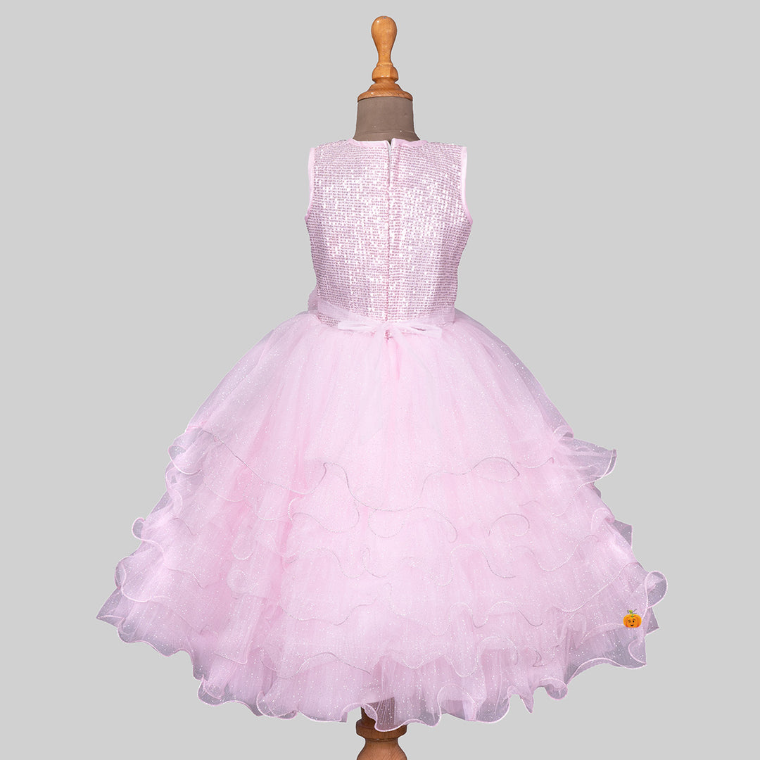 Pink Sequin Gown for Girls Back