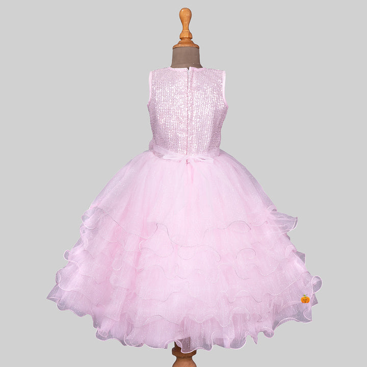 Pink Sequin Gown for Girls Back