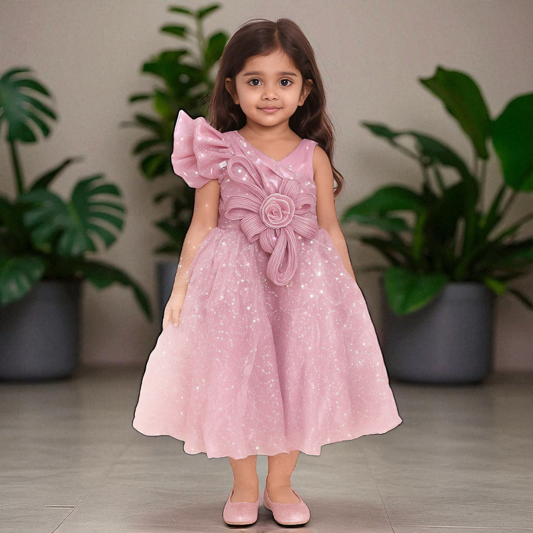 Onion Pink Party Gown for Girls