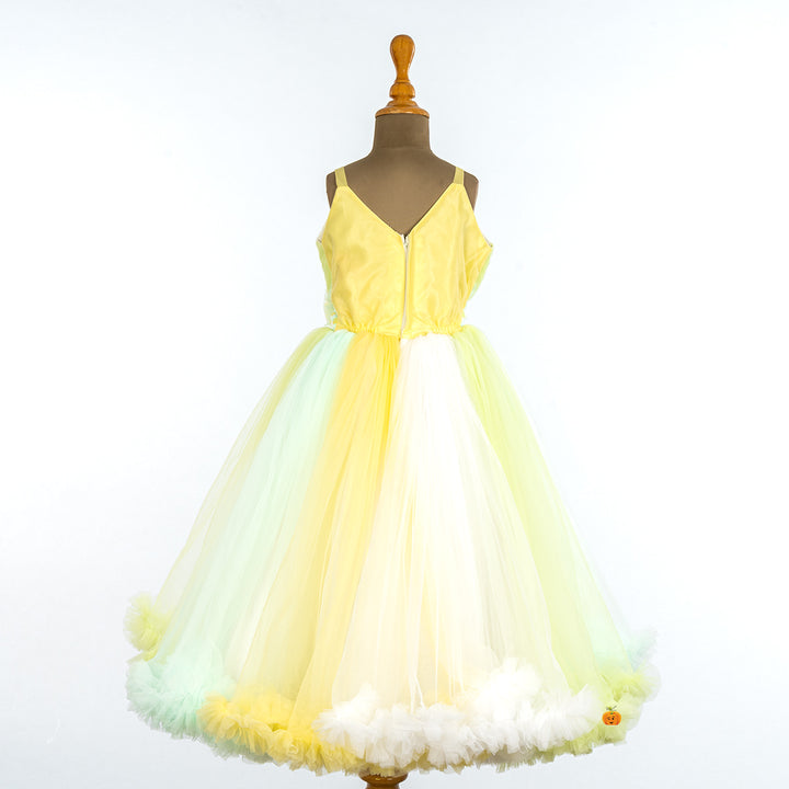 Multi Yellow Sheded Gown for Girls Back 