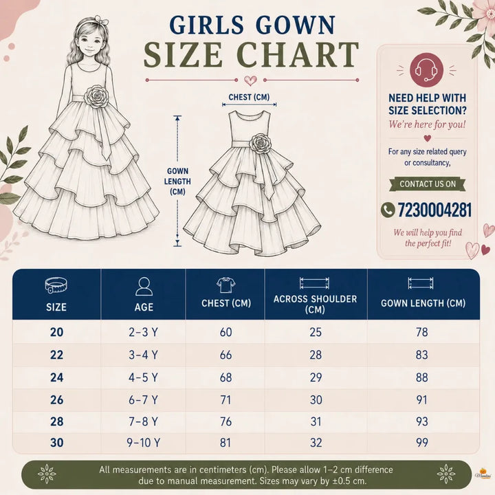 Girls Halter Neck Party Gown with Floral Detail