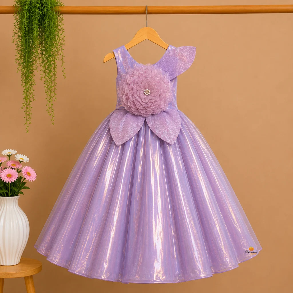 Brown & Purple Party Gown for Girls