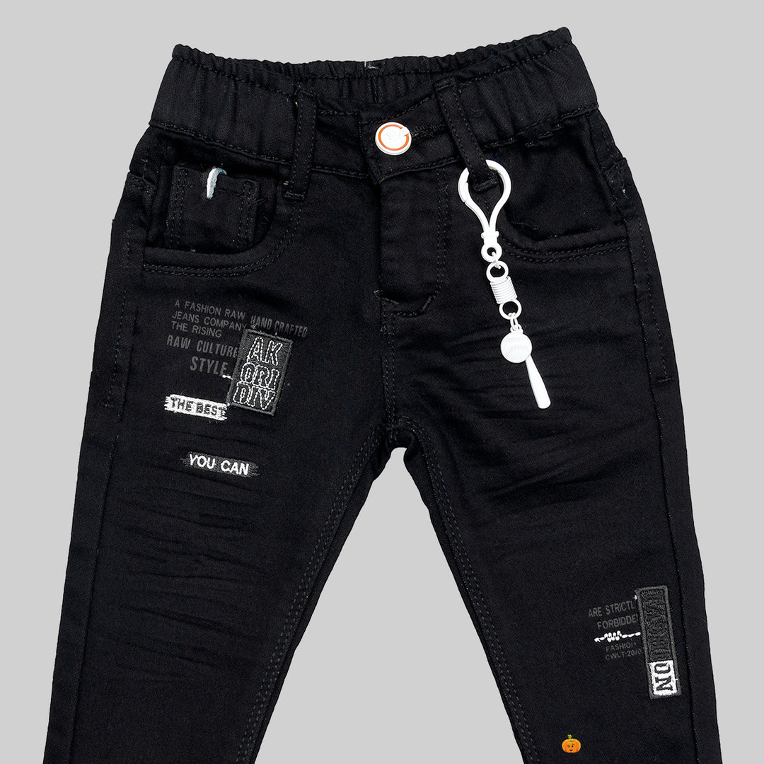 Buy Black Navy Blue Solid Boys Jeans – Mumkins - Main Image