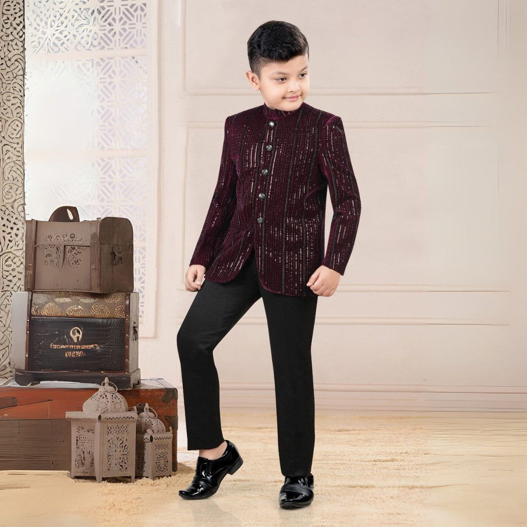 Wine Boys Jodhpuri Suit
