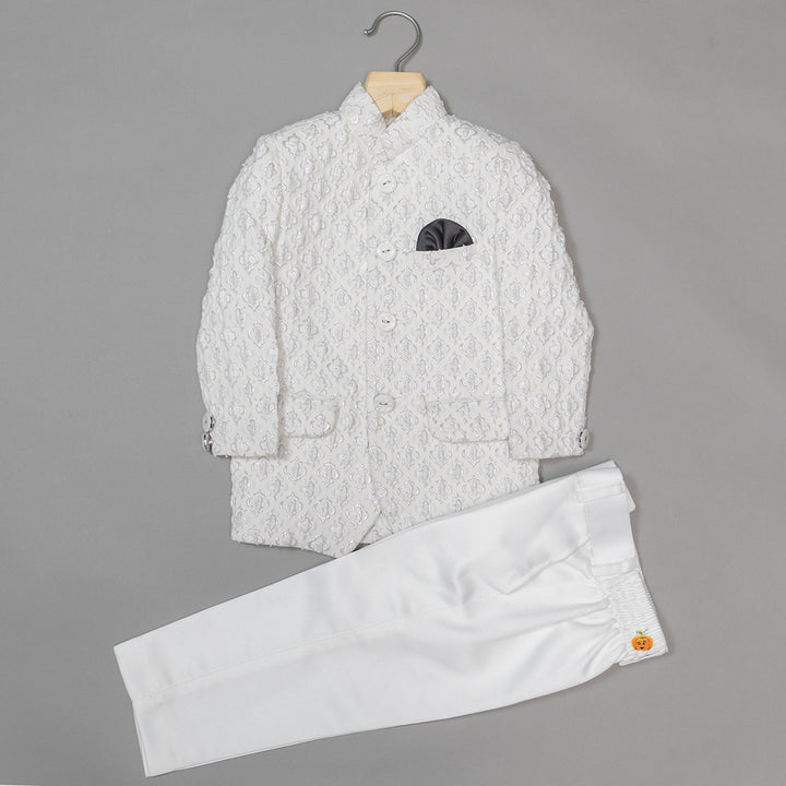 White Regal Jodhpuri Suit for Boys