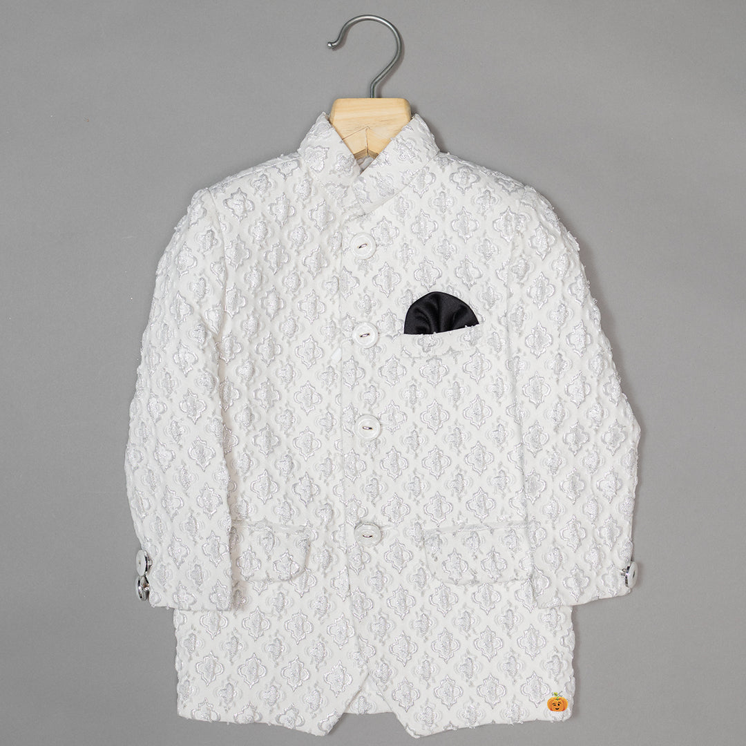 White Regal Jodhpuri Suit for Boys