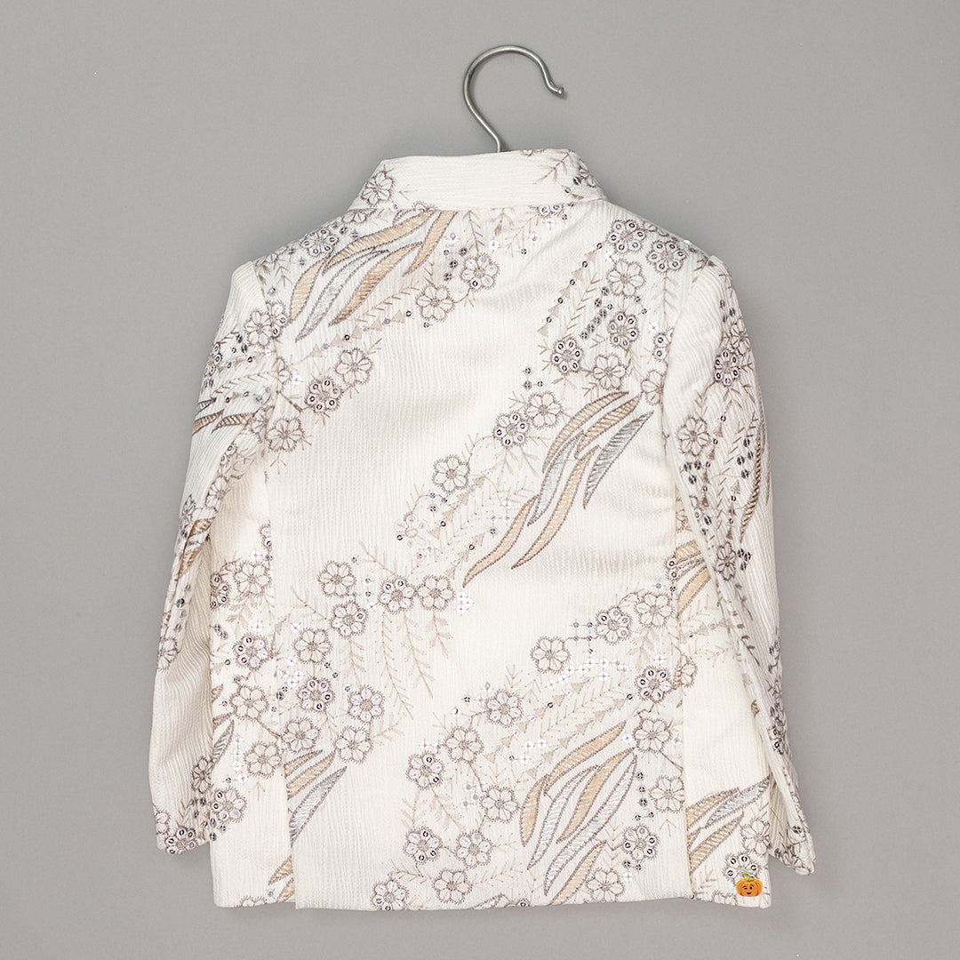Floral Cream Jodhpuri Suit for Boys