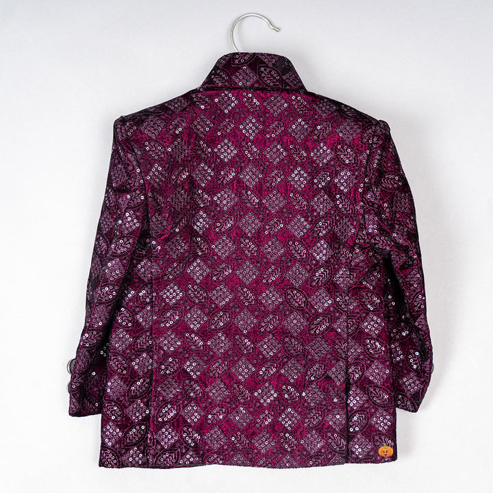 Wine Sequin Embroidered Jodhpuri Suit for Boys