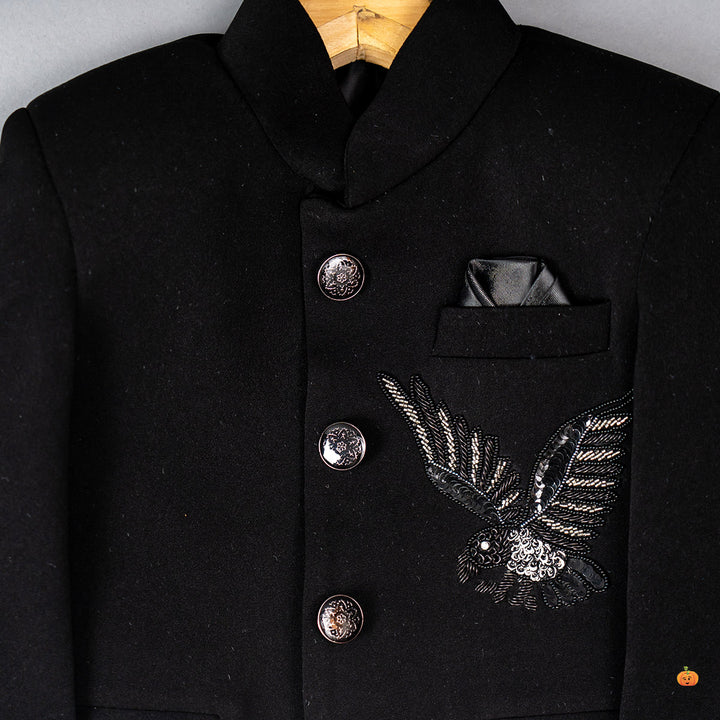 Black Eagle Embroidered Boys Jodhpuri Suit