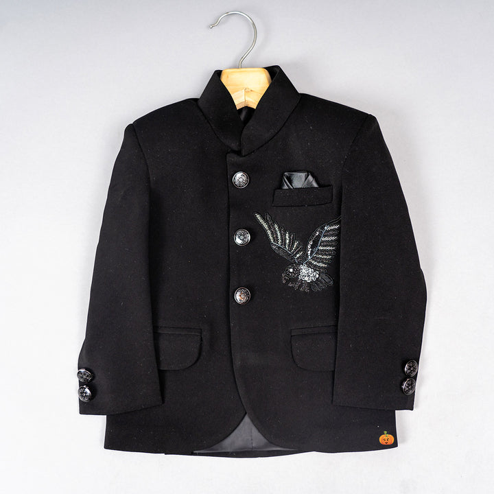 Black Eagle Embroidered Boys Jodhpuri Suit