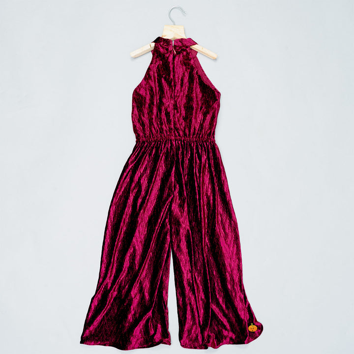 Pleated Velvet Jump Suit for Girls Back View