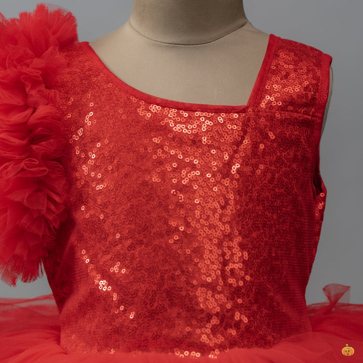 Red Layered Frock for Girls
