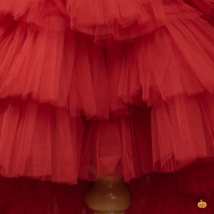 Red Layered Frock for Girls