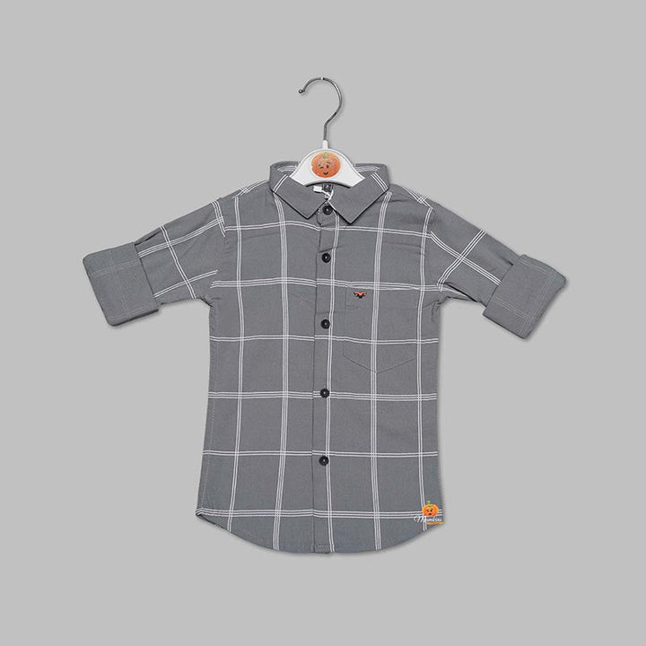 Checks Pattern Adjustable Sleeves Boys Shirt