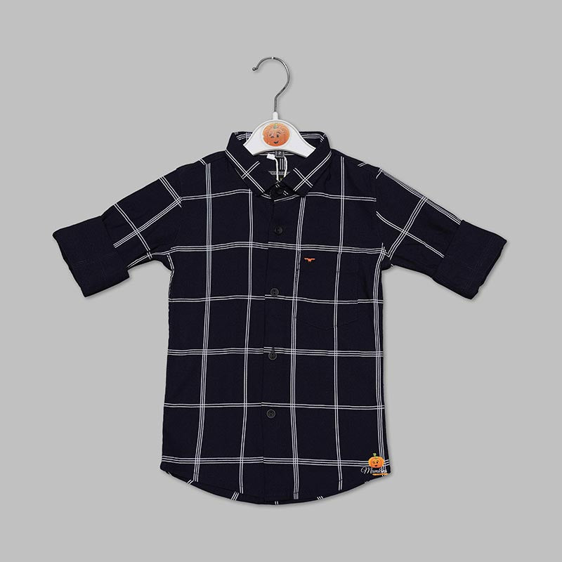 Checks Pattern Adjustable Sleeves Boys Shirt