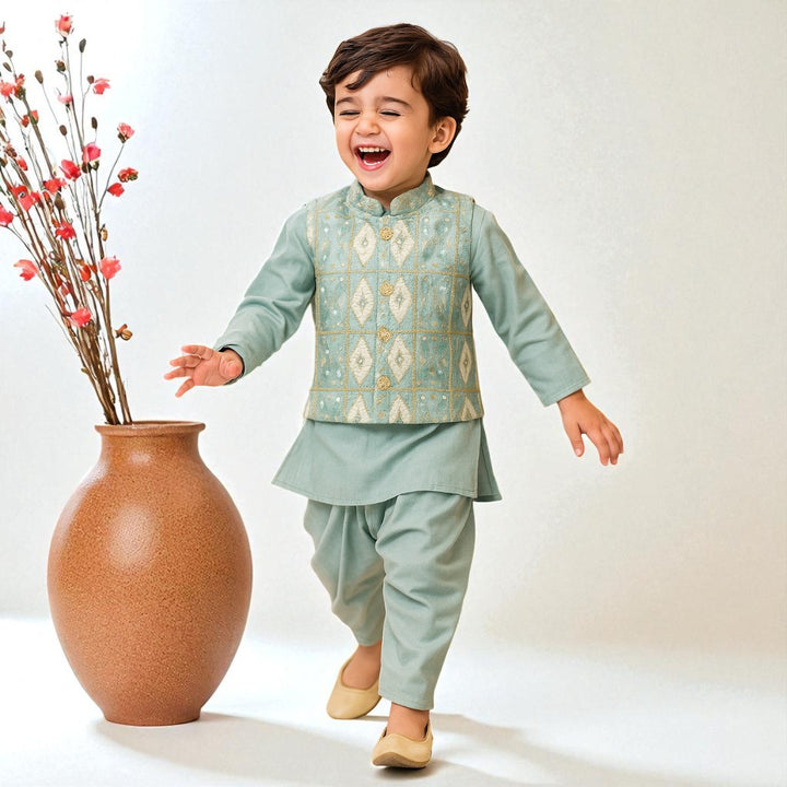 Boys Kurta Pajama with Nehru Jacket