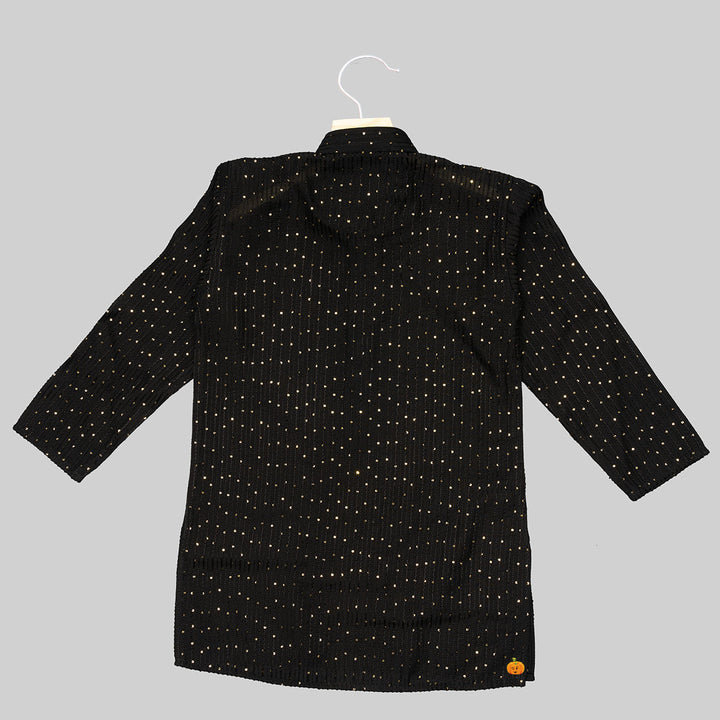 Black Sequin Kurta Pajama for Boys Back View