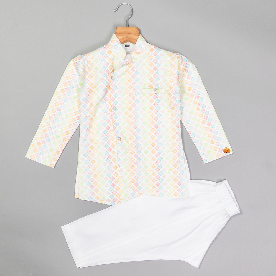 Multi Color Printed Kurta Pajama for Boys