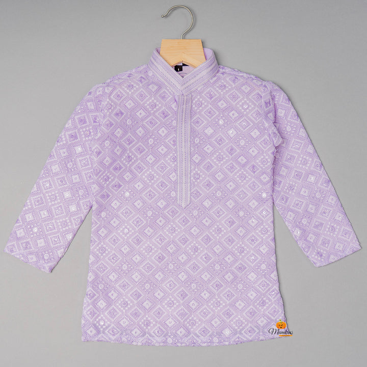 Purple Embroidered Kurta Pajama for Boys