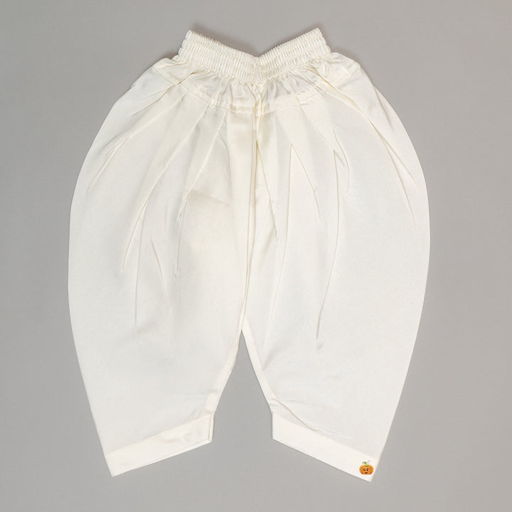 Cream Boys Kurta Pajama with Nehru Jacket