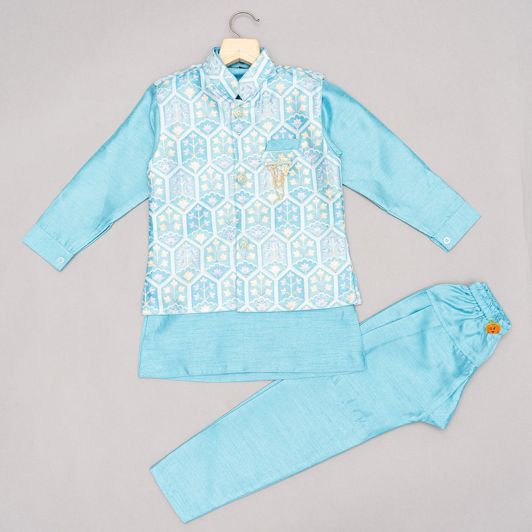 Blue Kurta Pajama for Boys Front 