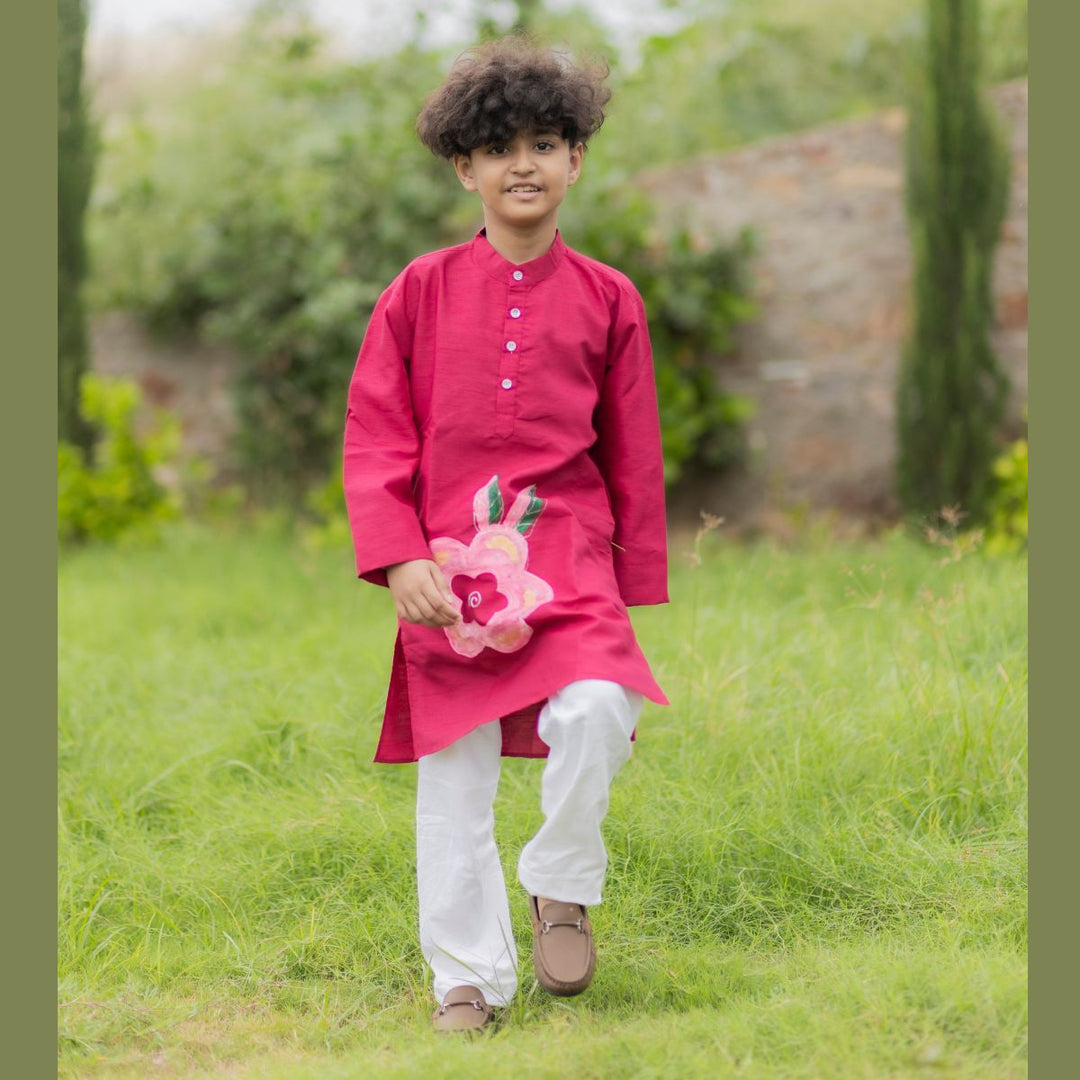 Rani Handmade Floral Print Boys Kurta Pajama