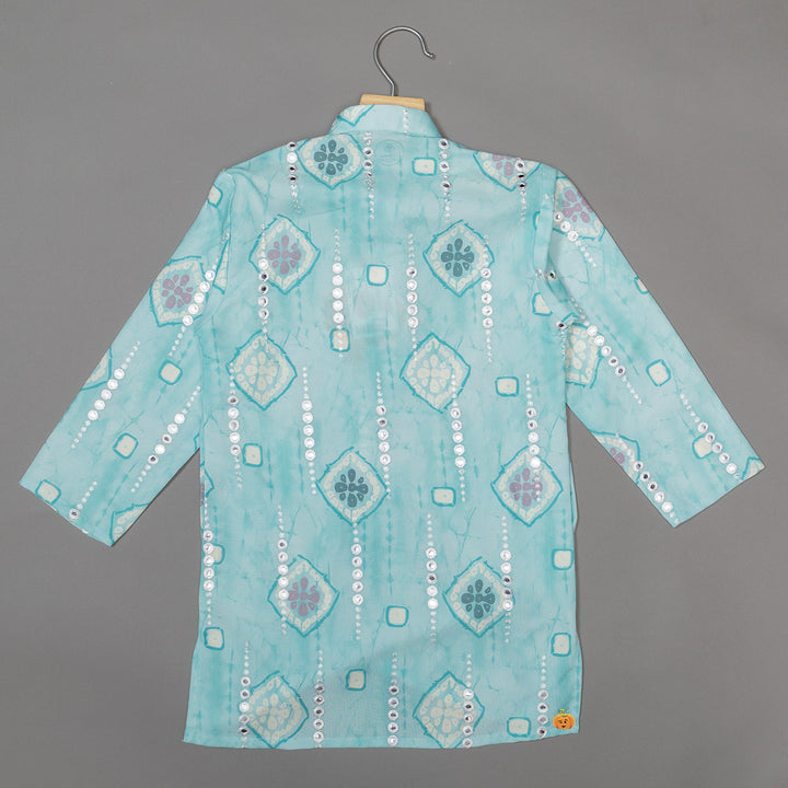 Sea Green Mirror Work Kurta Pajama