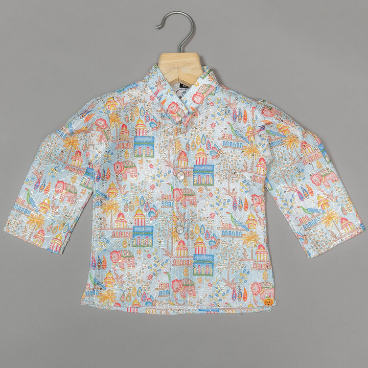 Printed Sequin Kurta Pajama for Boys