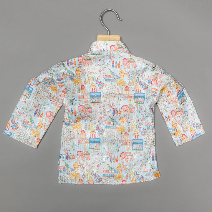 Printed Sequin Kurta Pajama for Boys