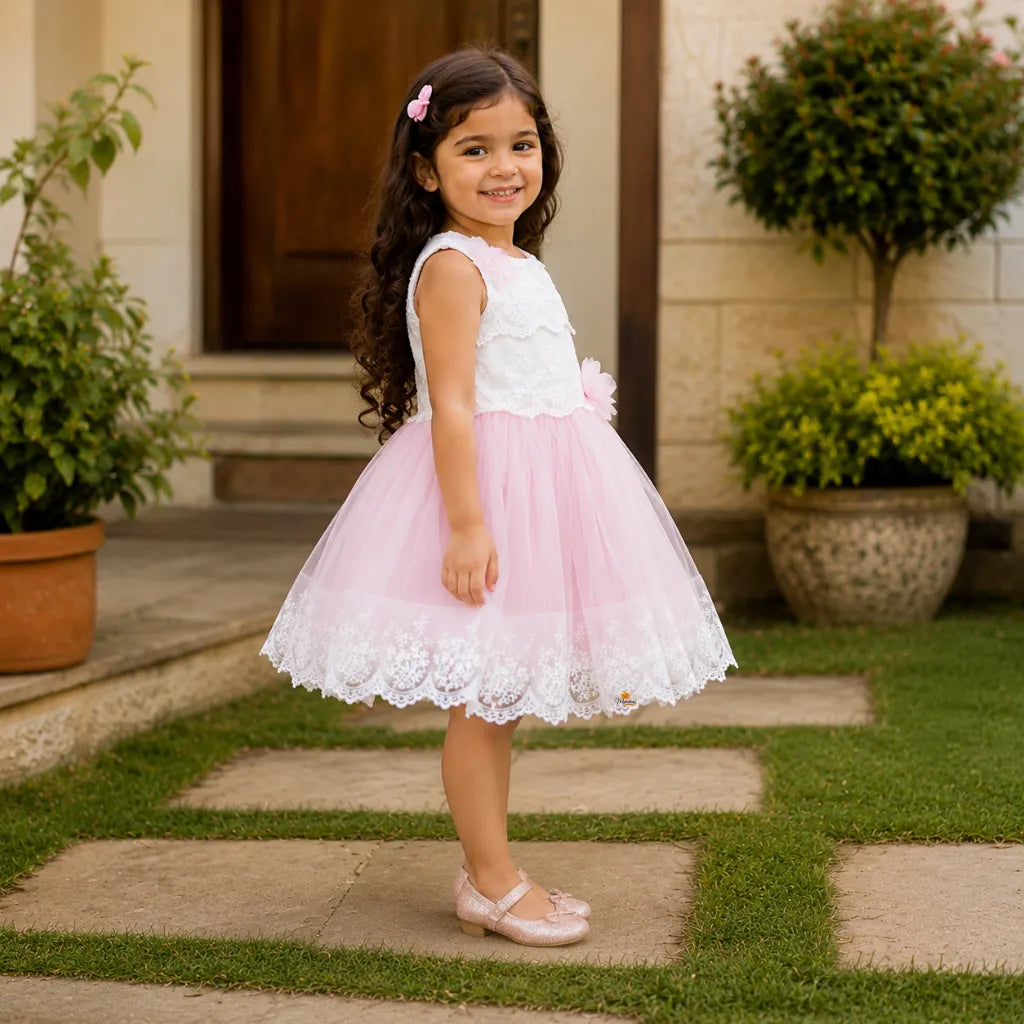 Girls Lace Net Party Wear Dress