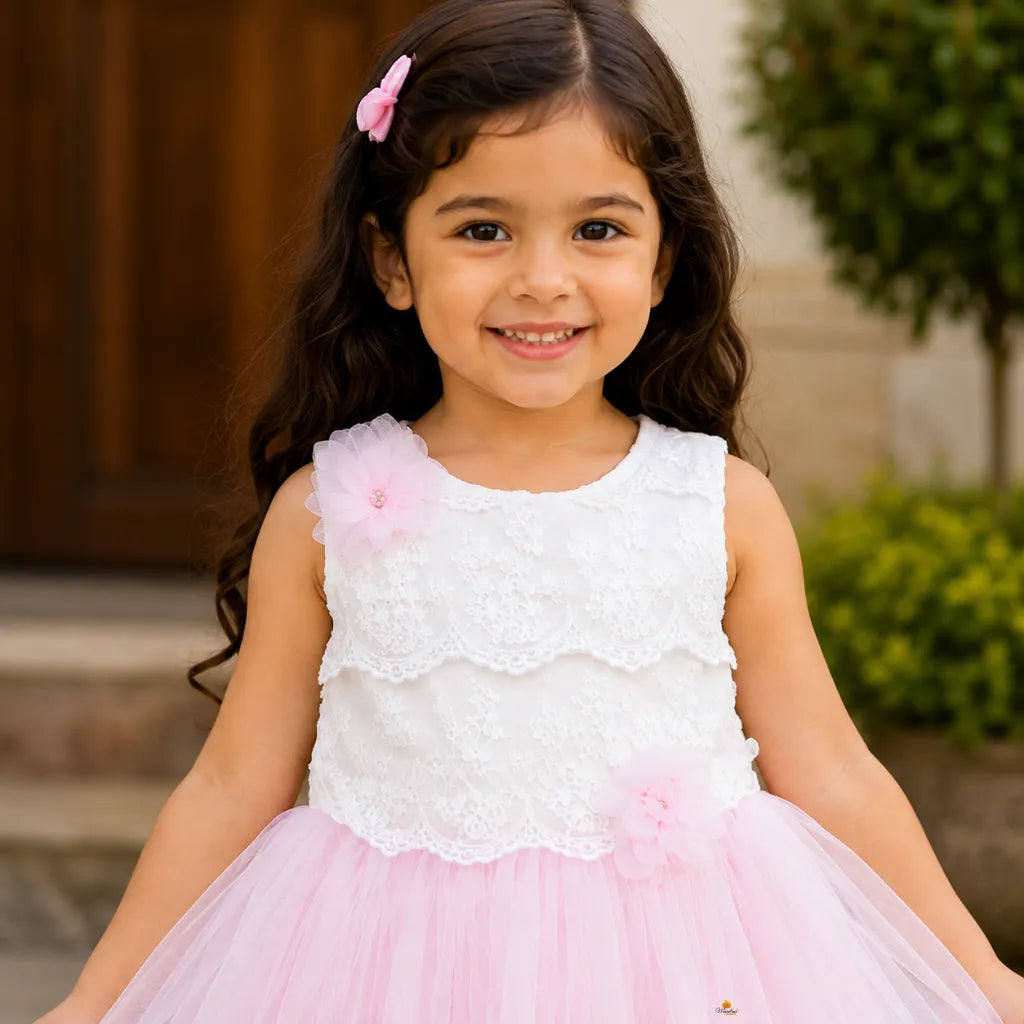 Girls Lace Net Party Wear Dress