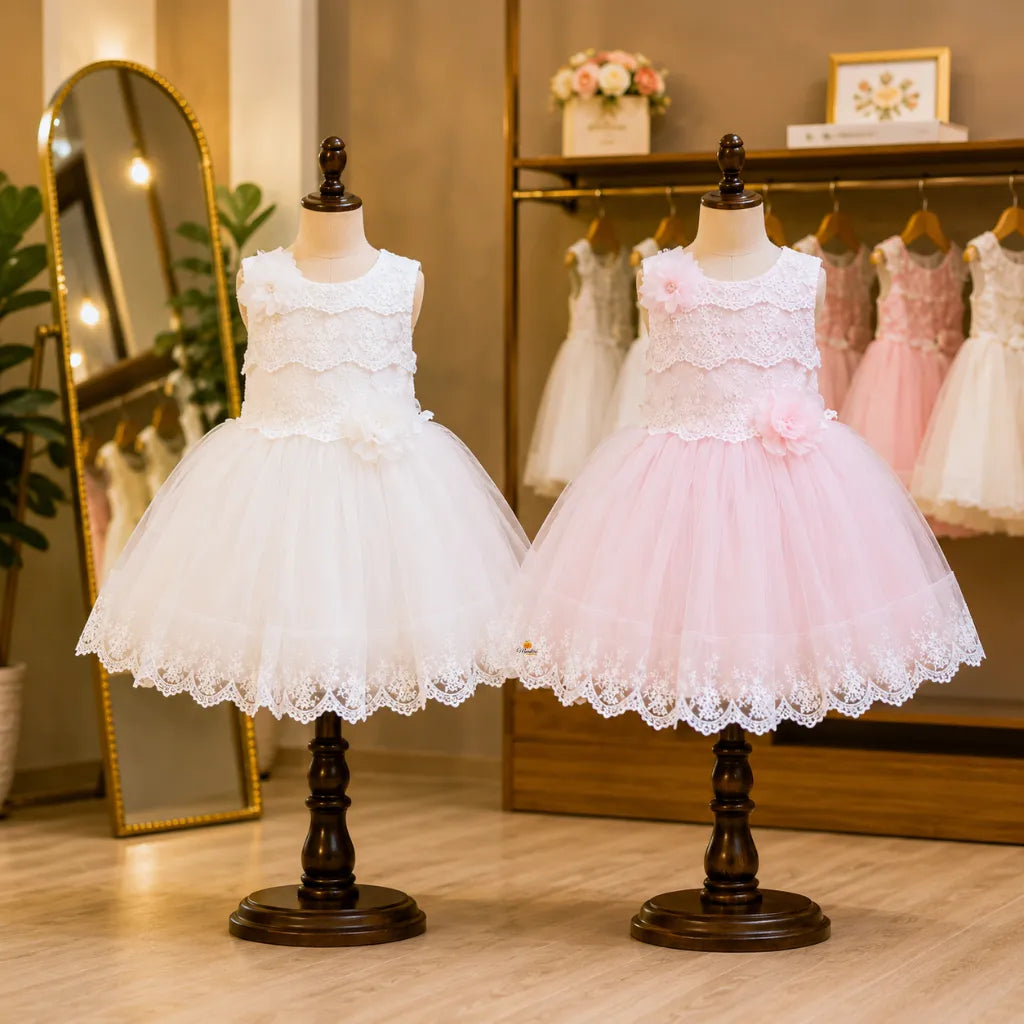 Girls Lace Net Party Wear Dress